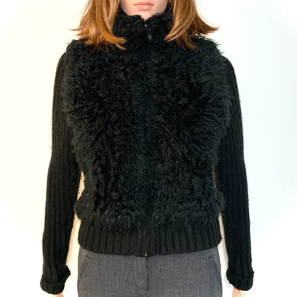 MED•BRODY•SEXY FAUX FUR & KNIT BLACK JACKET•